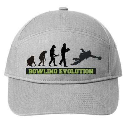 Funny Human Bowling Evolution Pin Ball Bowler Player 7-Panel Snapback Hat