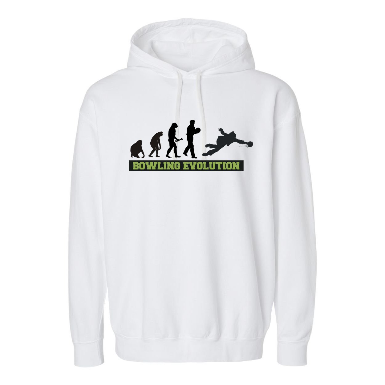 Funny Human Bowling Evolution Pin Ball Bowler Player Garment-Dyed Fleece Hoodie