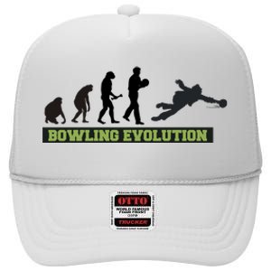 Funny Human Bowling Evolution Pin Ball Bowler Player High Crown Mesh Back Trucker Hat