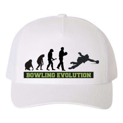 Funny Human Bowling Evolution Pin Ball Bowler Player Yupoong Adult 5-Panel Trucker Hat