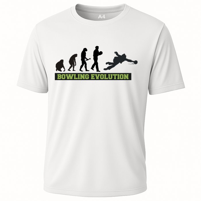 Funny Human Bowling Evolution Pin Ball Bowler Player Cooling Performance Crew T-Shirt