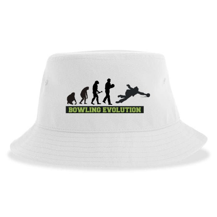 Funny Human Bowling Evolution Pin Ball Bowler Player Sustainable Bucket Hat