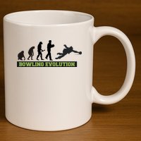 Funny Human Bowling Evolution Pin Ball Bowler Player 11oz C Handle Ceramic Mug