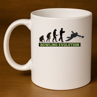 Funny Human Bowling Evolution Pin Ball Bowler Player 11oz C Handle Ceramic Mug