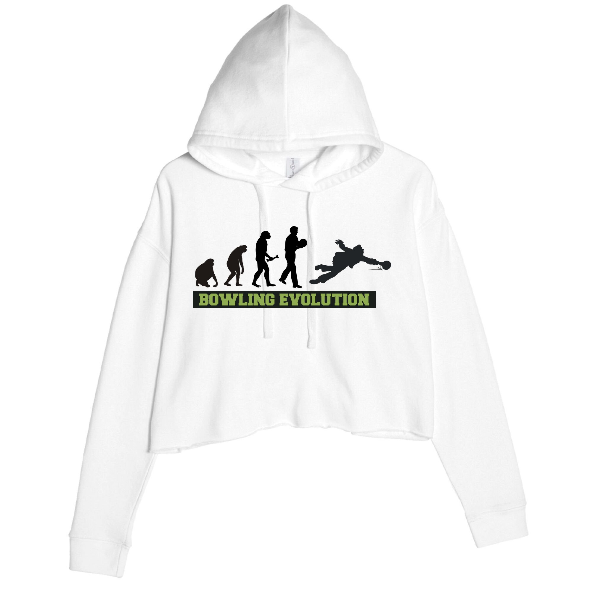 Funny Human Bowling Evolution Pin Ball Bowler Player Crop Fleece Hoodie