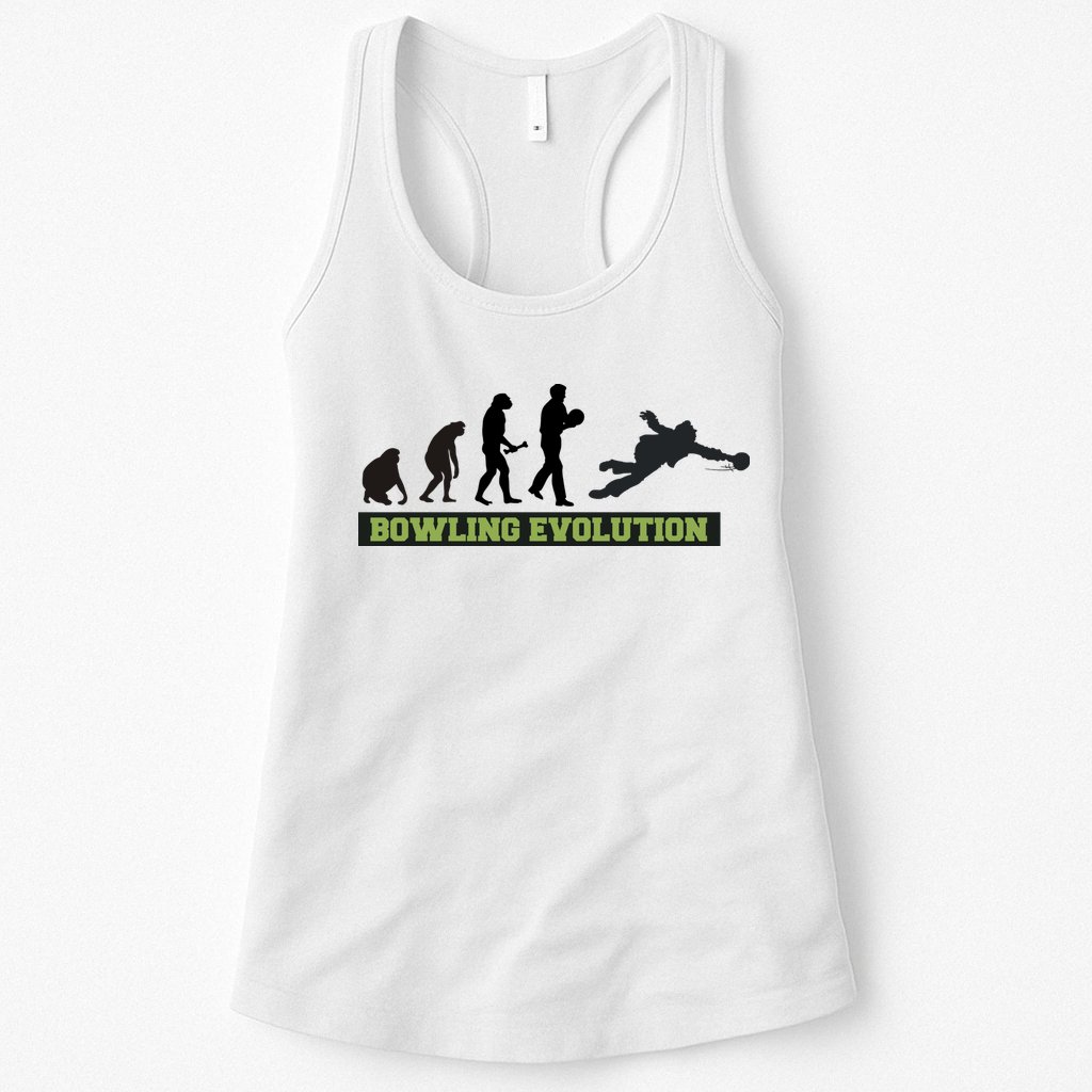 Funny Human Bowling Evolution Pin Ball Bowler Player Womens Tank Top