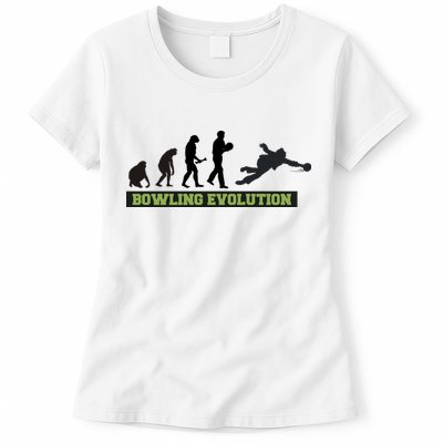 Funny Human Bowling Evolution Pin Ball Bowler Player Womens T-Shirt