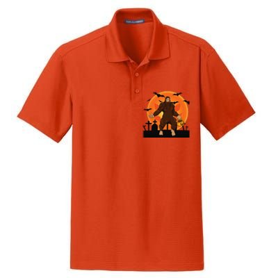 Funny Halloween Bigfoot Trick Or Treat Pumpkin Sasquatch Dry Zone Grid Polo