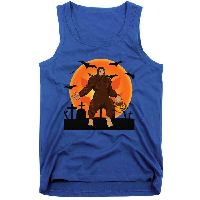 Funny Halloween Bigfoot Trick Or Treat Pumpkin Sasquatch Tank Top