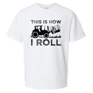 Funny Hay Bale How I Roll Gift Cool Farmer Tractor Driver Sueded Cloud Jersey T-Shirt