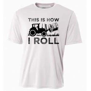 Funny Hay Bale How I Roll Gift Cool Farmer Tractor Driver Cooling Performance Crew T-Shirt