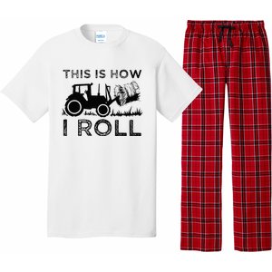 Funny Hay Bale How I Roll Gift Cool Farmer Tractor Driver Pajama Set