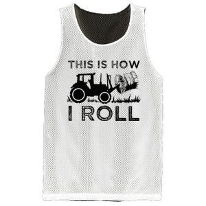 Funny Hay Bale How I Roll Gift Cool Farmer Tractor Driver Mesh Reversible Basketball Jersey Tank