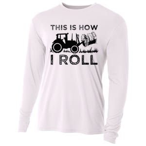 Funny Hay Bale How I Roll Gift Cool Farmer Tractor Driver Cooling Performance Long Sleeve Crew