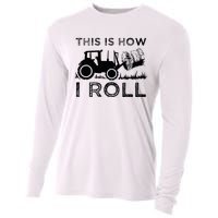 Funny Hay Bale How I Roll Gift Cool Farmer Tractor Driver Cooling Performance Long Sleeve Crew