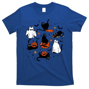 Funny Halloween Black Cat Outfit Costumes Cute Ghost Cat Gift T-Shirt