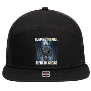 Funny Human By Chance Alpha By Choice 7 Panel Mesh Trucker Snapback Hat