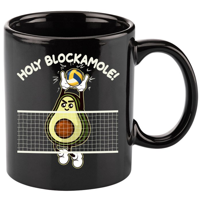 Funny Holy Blockamole Avocado Volleyball 11oz C Handle Ceramic Mug