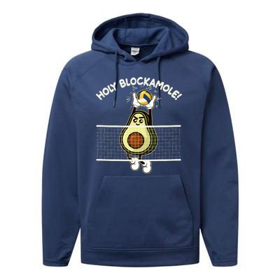 Funny Holy Blockamole Avocado Volleyball Performance Fleece Hoodie