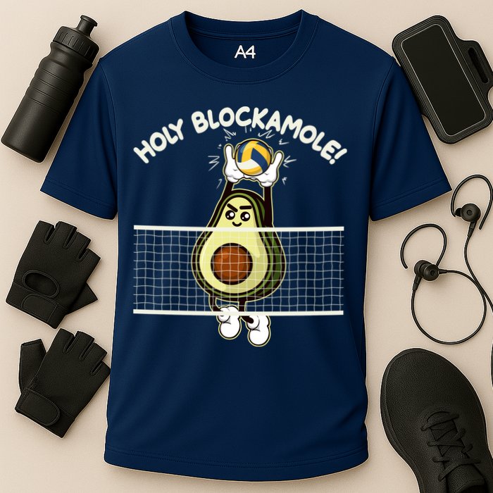 Funny Holy Blockamole Avocado Volleyball Cooling Performance Crew T-Shirt