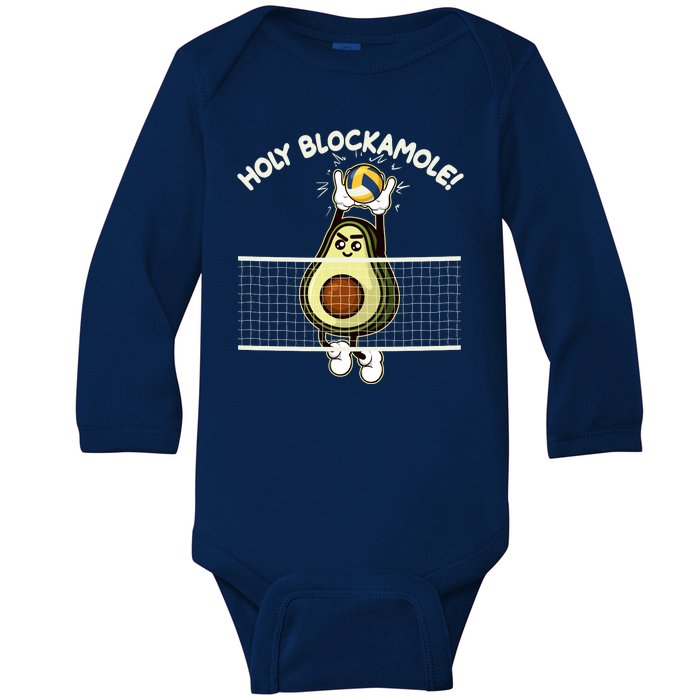 Funny Holy Blockamole Avocado Volleyball Baby Long Sleeve Bodysuit