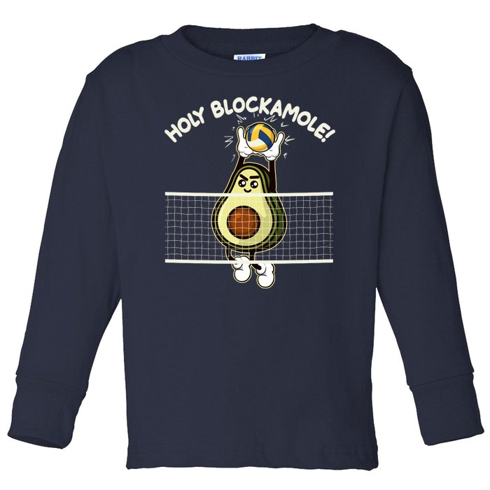 Funny Holy Blockamole Avocado Volleyball Toddler Long Sleeve Shirt