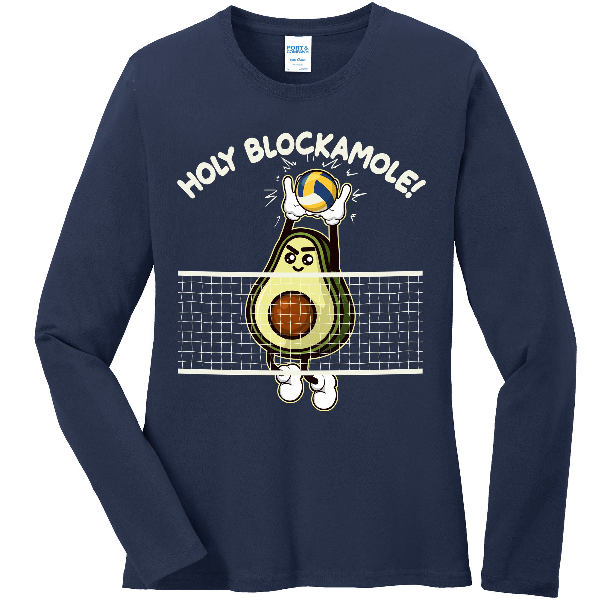Funny Holy Blockamole Avocado Volleyball Ladies Long Sleeve Shirt