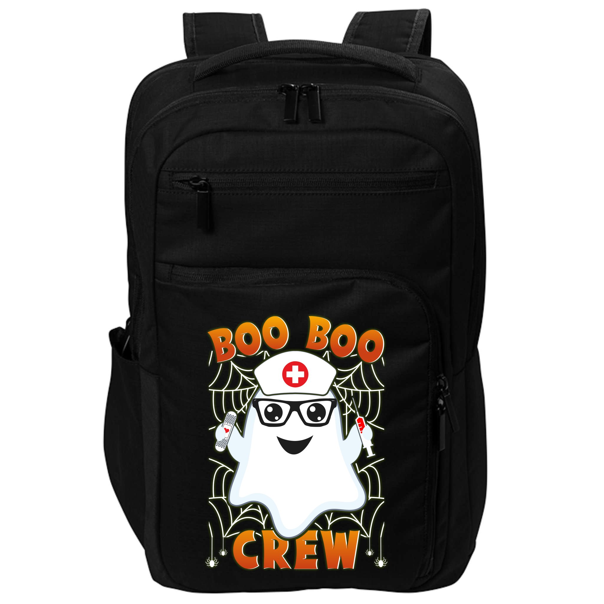 Funny Halloween Boo Boo Crew Ghost Nurse Impact Tech Backpack