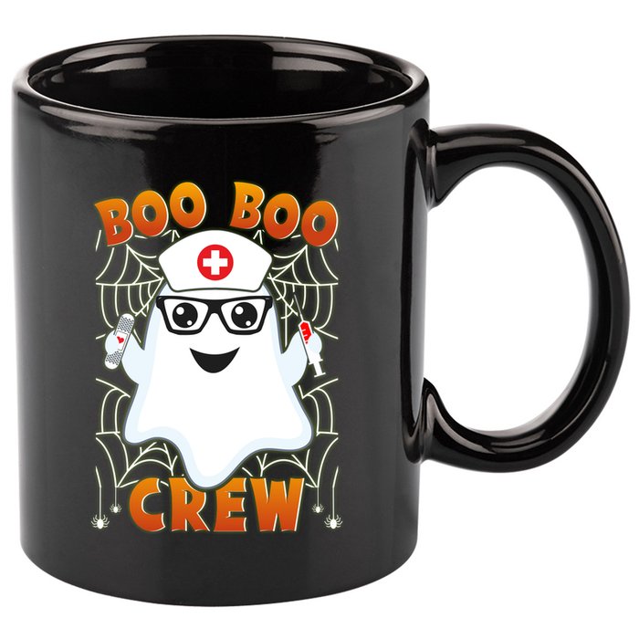 Funny Halloween Boo Boo Crew Ghost Nurse 11oz C Handle Ceramic Mug