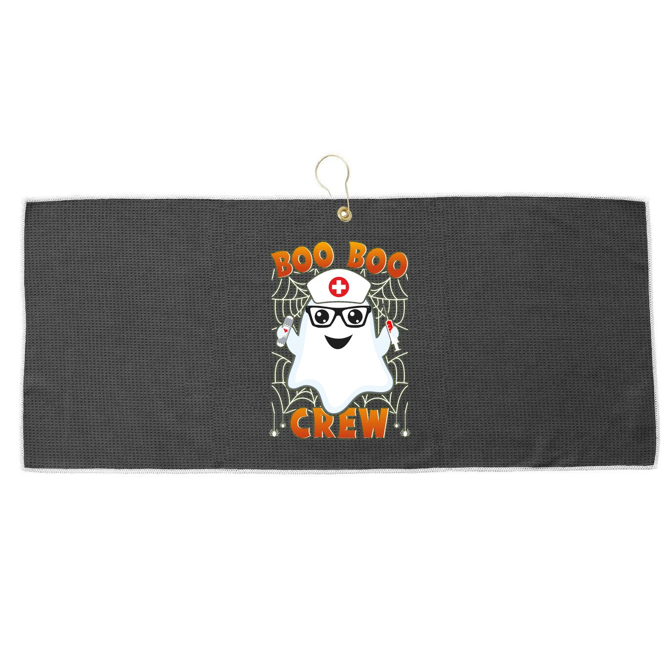 Funny Halloween Boo Boo Crew Ghost Nurse Large Microfiber Waffle Golf Towel