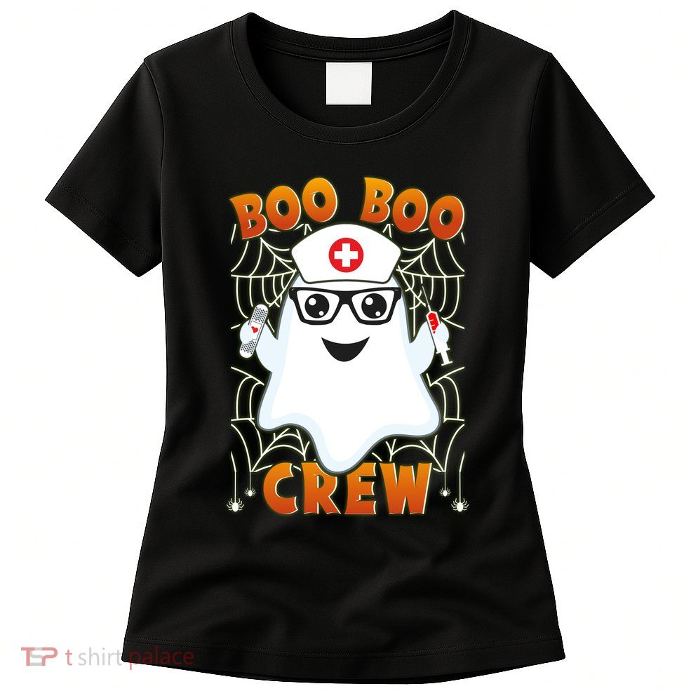 Funny Halloween Boo Boo Crew Ghost Nurse Womens T-Shirt