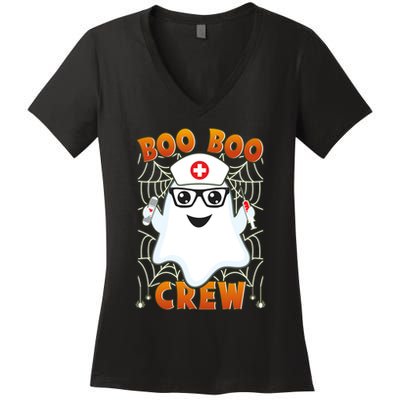 Funny Halloween Boo Boo Crew Ghost Nurse Women's V-Neck T-Shirt