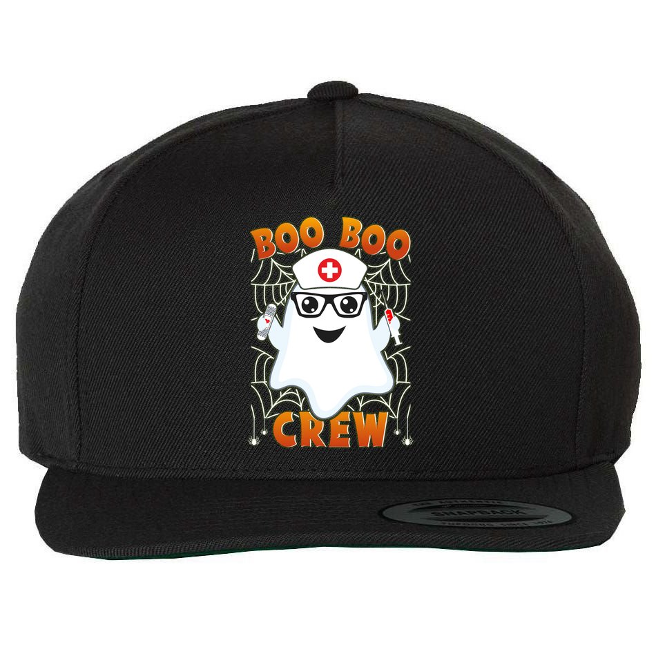 Funny Halloween Boo Boo Crew Ghost Nurse Wool Snapback Cap