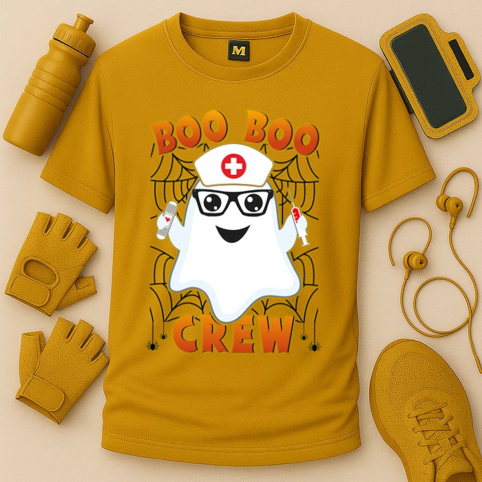Funny Halloween Boo Boo Crew Ghost Nurse Cooling Performance Crew T-Shirt