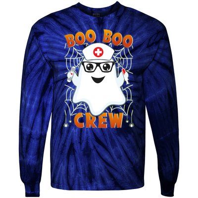 Funny Halloween Boo Boo Crew Ghost Nurse Tie-Dye Long Sleeve Shirt