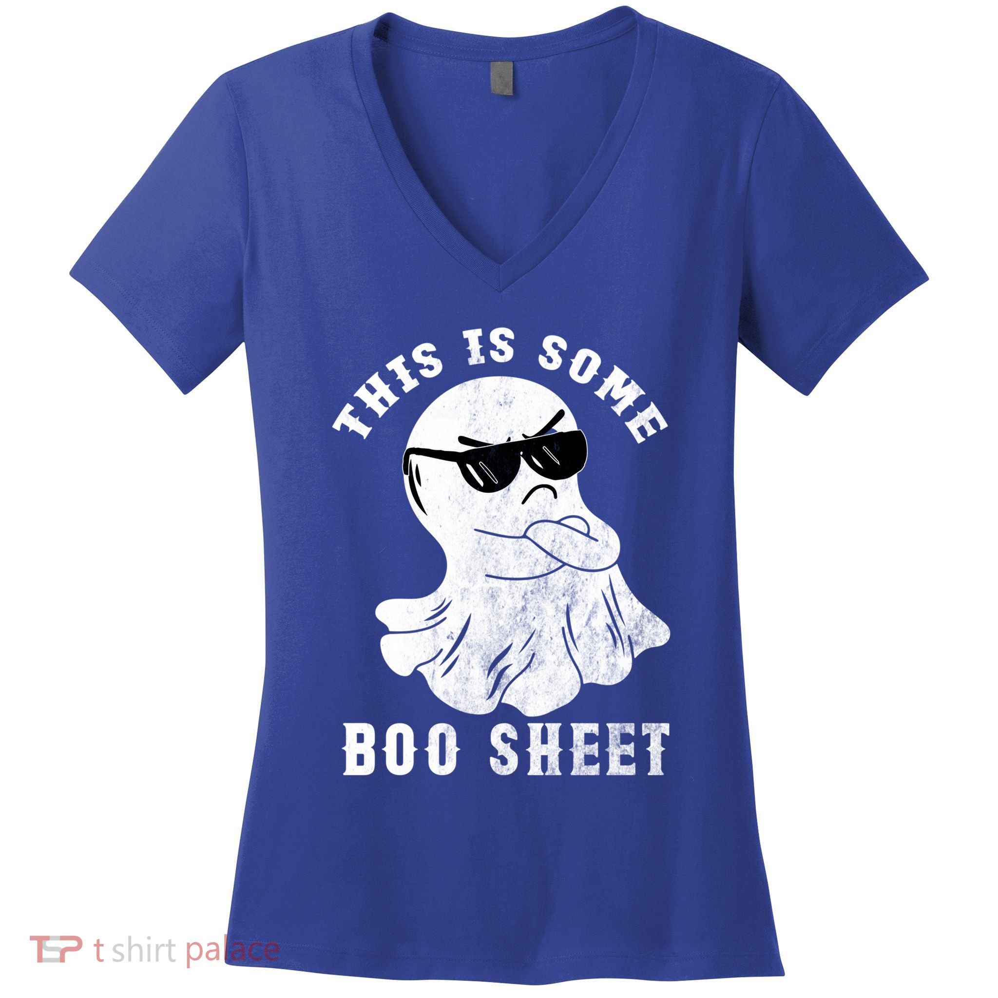 Funny Halloween Boo Ghost Costume This Is Some Boo Sheet Gift Women's V-Neck T-Shirt
