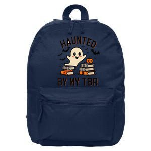 Funny Haunted By My Tbr Boo Halloween Book Gift 16 in Basic Backpack