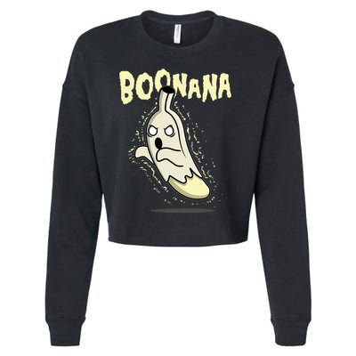 Funny Halloween Boonana Ghost Banana Cropped Pullover Crew