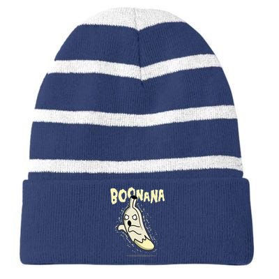 Funny Halloween Boonana Ghost Banana Striped Beanie with Solid Band