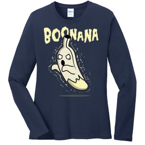 Funny Halloween Boonana Ghost Banana Ladies Long Sleeve Shirt