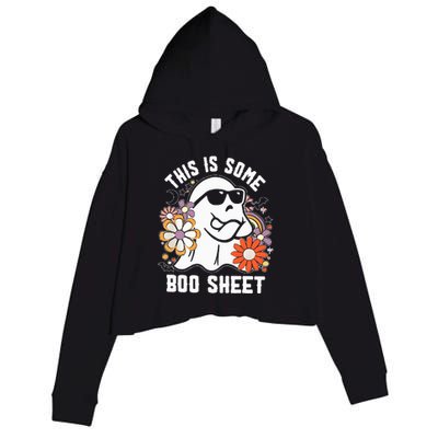 Funny Halloween Boo Ghost Costume This is Some Boo Sheet Crop Fleece Hoodie