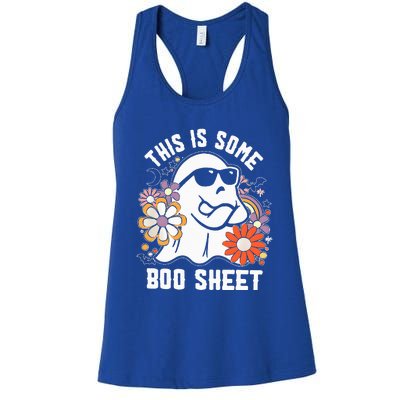 Funny Halloween Boo Ghost Costume This is Some Boo Sheet Women's Racerback Tank