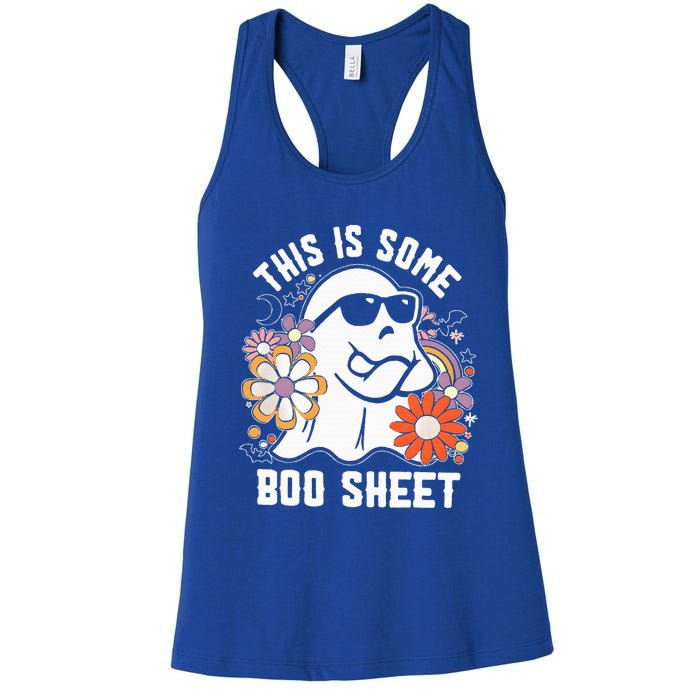 Funny Halloween Boo Ghost Costume This is Some Boo Sheet Women's Racerback Tank