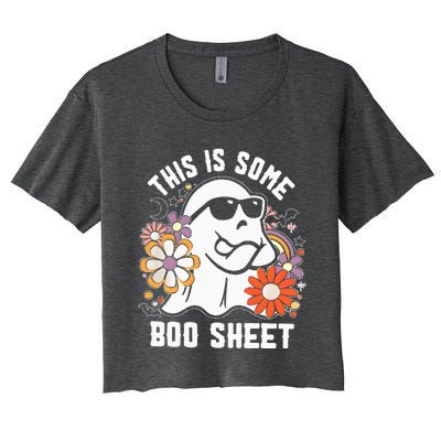 Funny Halloween Boo Ghost Costume This is Some Boo Sheet Women's Crop Top Tee