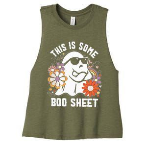 Funny Halloween Boo Ghost Costume This is Some Boo Sheet Women's Racerback Cropped Tank