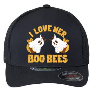 Funny Halloween Boobs Ghost Bee Spooky I Love Her Boo Bees Gift Flexfit Unipanel Trucker Cap