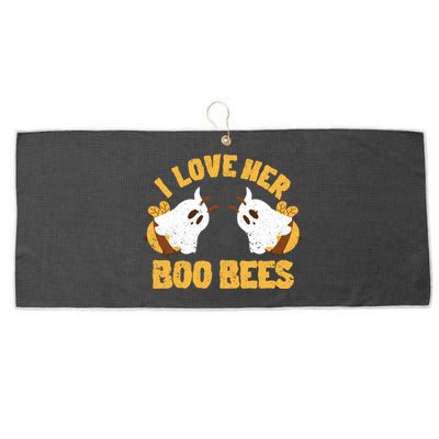 Funny Halloween Boobs Ghost Bee Spooky I Love Her Boo Bees Gift Large Microfiber Waffle Golf Towel