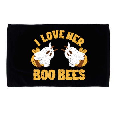 Funny Halloween Boobs Ghost Bee Spooky I Love Her Boo Bees Gift Microfiber Hand Towel