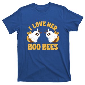 Funny Halloween Boobs Ghost Bee Spooky I Love Her Boo Bees Gift T-Shirt