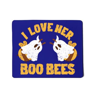 Funny Halloween Boobs Ghost Bee Spooky I Love Her Boo Bees Gift Mousepad